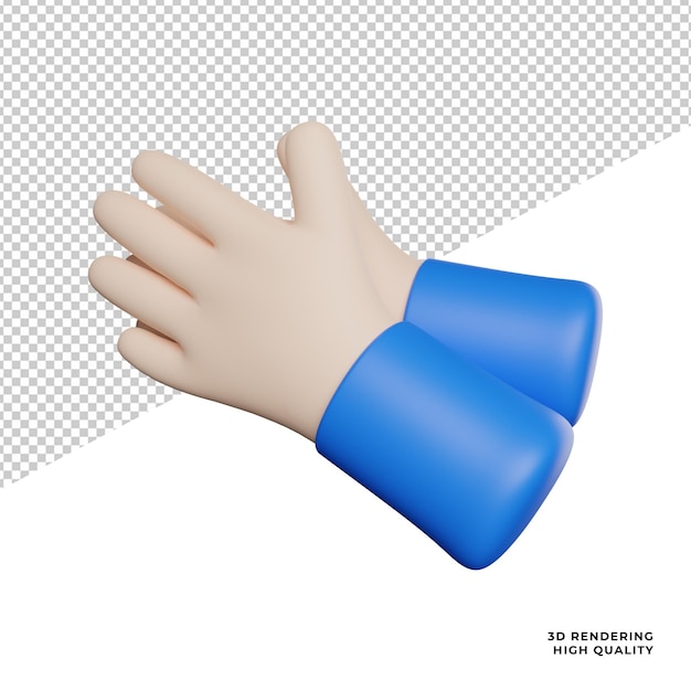 Hand Gesture Clap side view icon 3d rendering illustration on trasnparent background