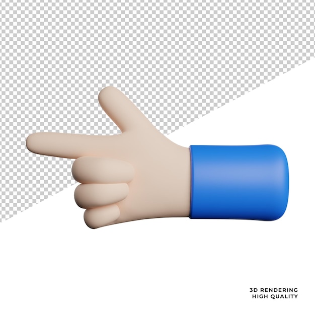 Hand Gesture Pointer front view icon 3d rendering illustration on trasnparent background