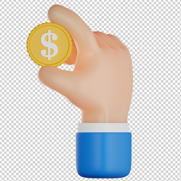 Hand hold money 3d illustration