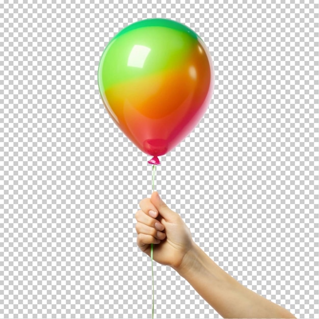 PSD hand holding a balloon on transparent background