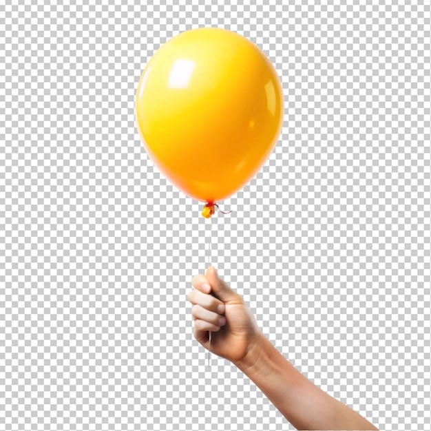 PSD hand holding a balloon on transparent background