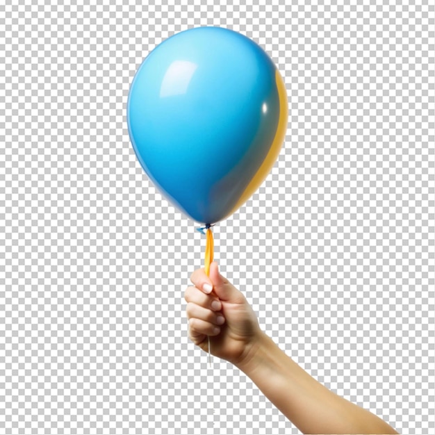 PSD hand holding a balloon on transparent background