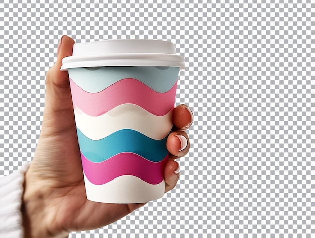 PSD a hand holding coffee cup on a transparent background