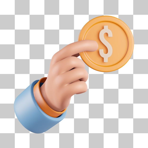 Hand Holding Dollar Coin 3D icon