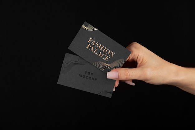 Hand holding embossed business card