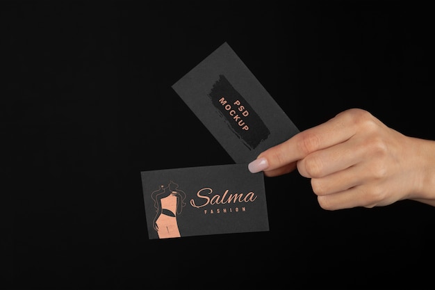 Hand holding embossed business card