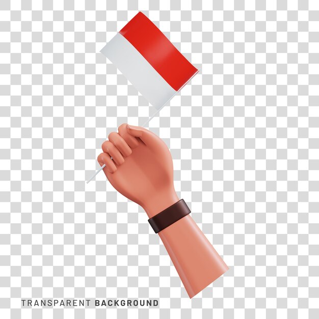 Hand holding flag of indonesia