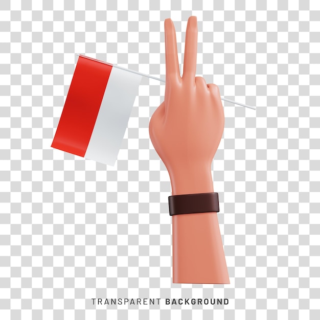 Hand holding flag of indonesia