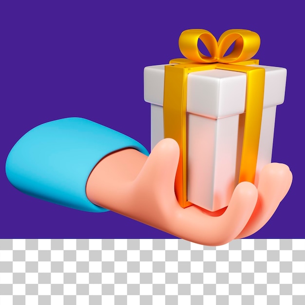 hand holding a gift box 3d illustration