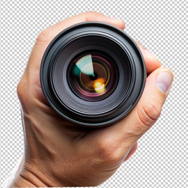 PSD hand holding a lens