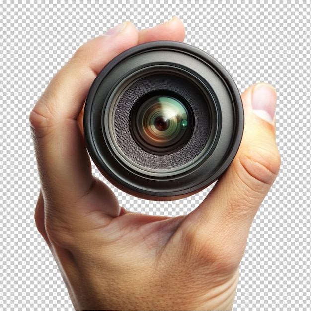 PSD hand holding a lens