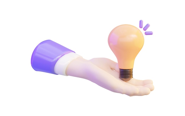 A hand holding a light bulb that is being held up.