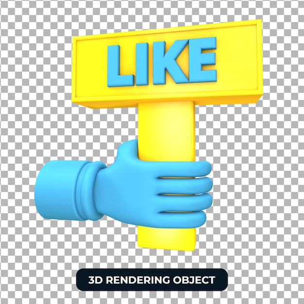 Hand holding Like sign 3d render isolated