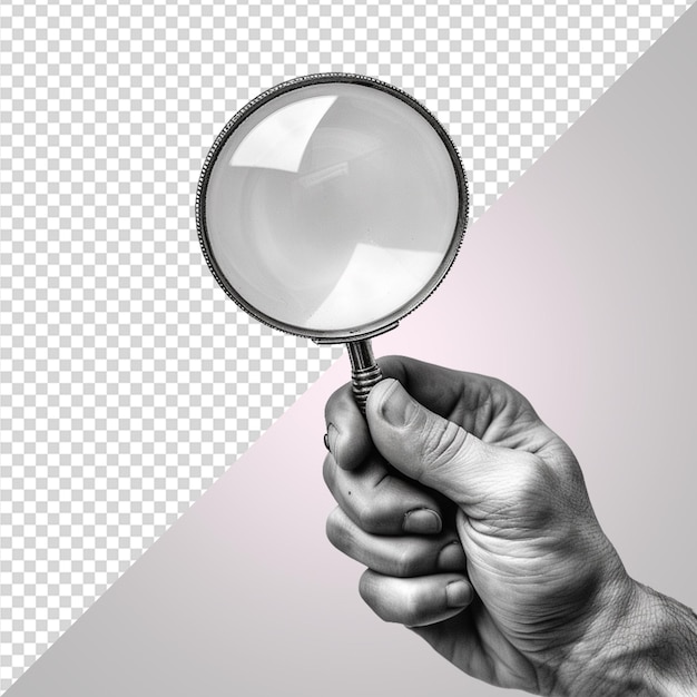 hand holding magnifying glass png