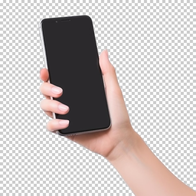 Hand Holding Phone for Mockup Isolated on Transparent Background