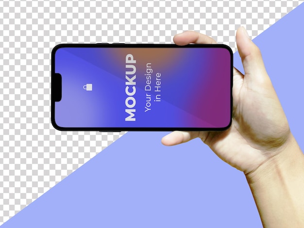 Hand holding phone mockup