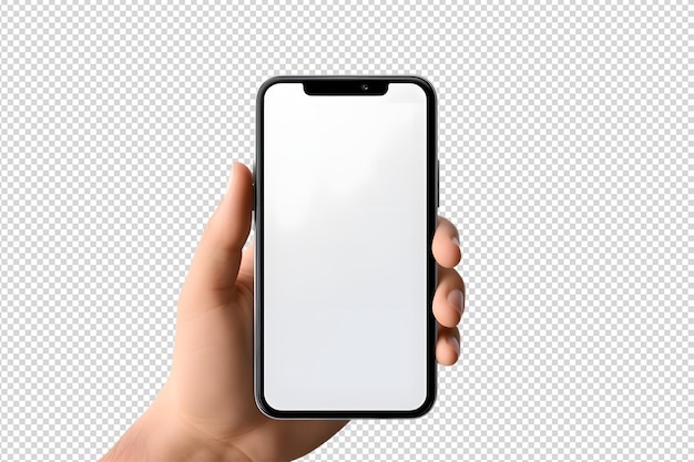 a hand holding a phone with a blank screen