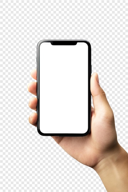 PSD hand holding a phone with a blank screen