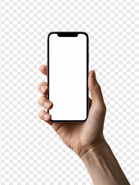 a hand holding a phone with a white screen