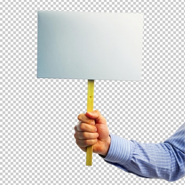 hand holding placard isolated