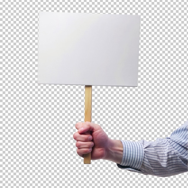 hand holding placard isolated