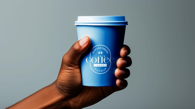 Hand Holding Premium Coffee Cup Mockup PSD