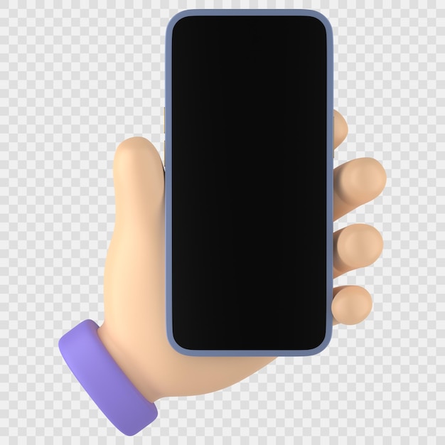 Hand holding smartphone 3d icon