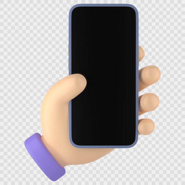 Hand holding smartphone 3d icon