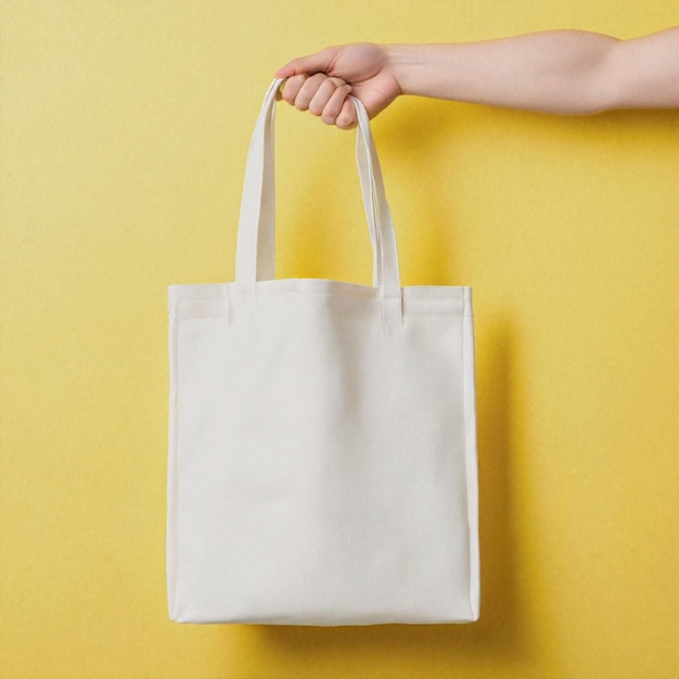 PSD a hand holding a white bag with a white bag on it