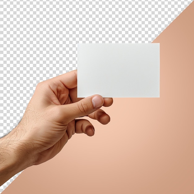 Hand holding white business card mockup png