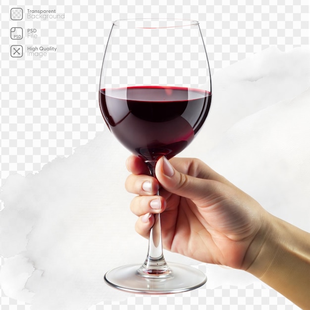 A hand holding a wine glass