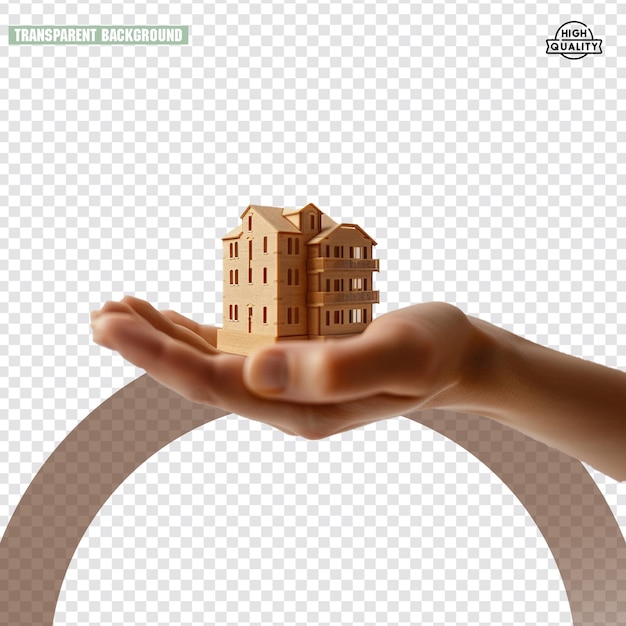 PSD a hand holds a house isolated on transparent background