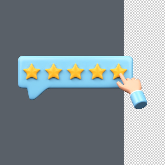 PSD the hand leaves a rating of five stars out of a possible five 3d render psd