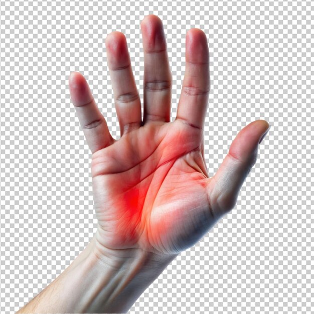 PSD hand pain on transparent background