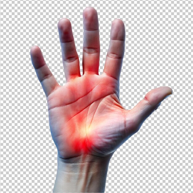 PSD hand pain on transparent background