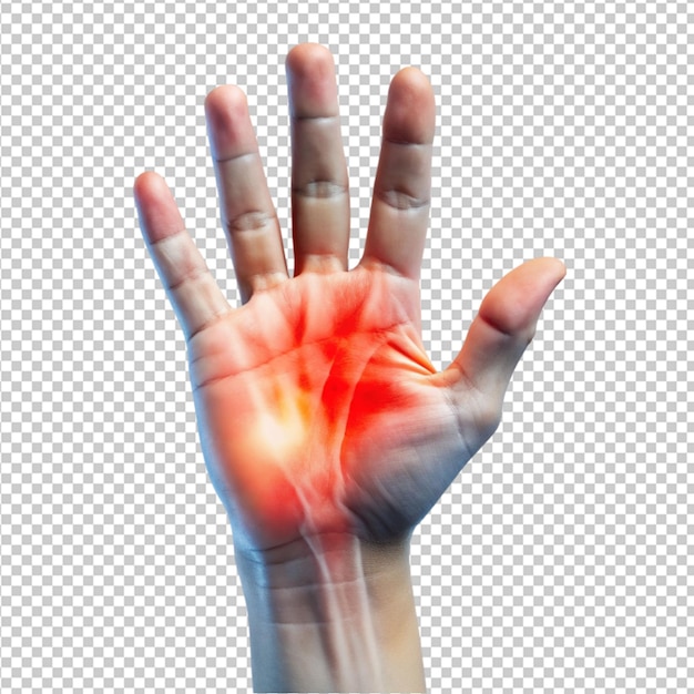 PSD hand pain on transparent background