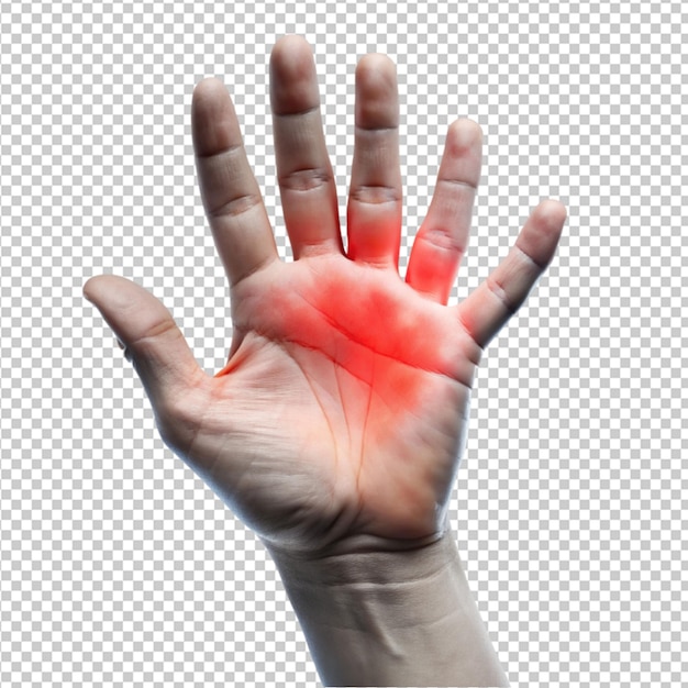 PSD hand pain on transparent background