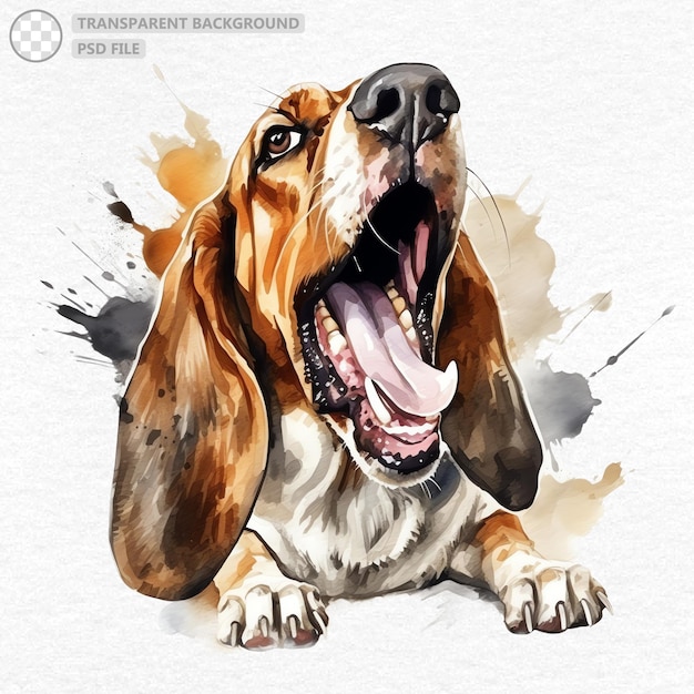 Hand Painted Basset Hound Dog Watercolor