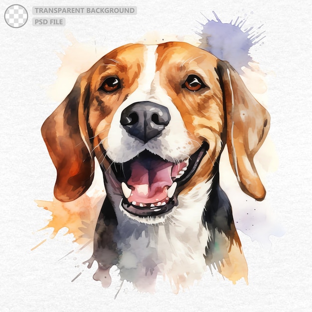 Hand Painted Beagle Dog Watercolor