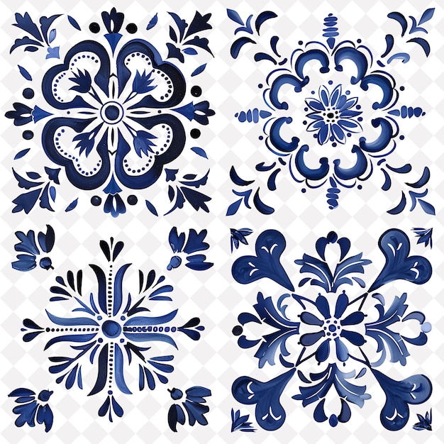 Hand Painted Ceramics With Dutch Motifs Borderlines Design D PNG Collage Art Collections