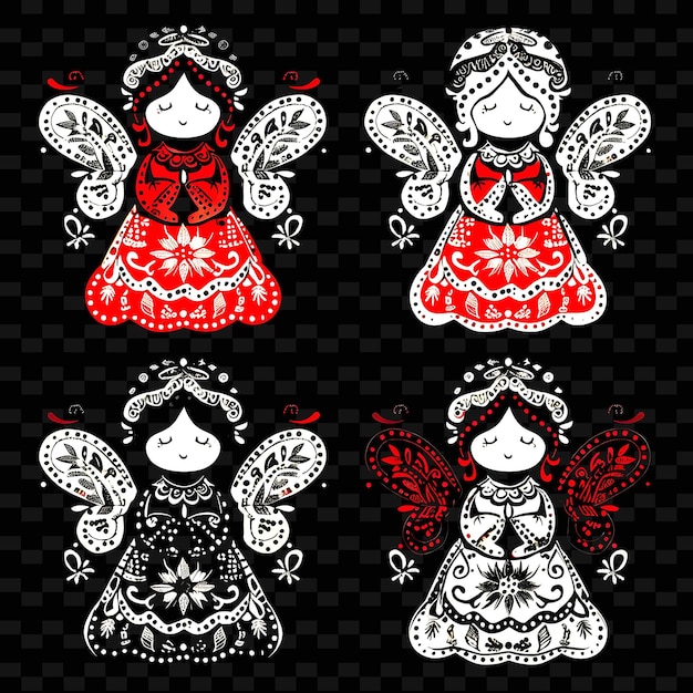 Hand Painted Clay Figurines With Lace Like Borderlines Desig PNG Cute Christmas Decor Collections