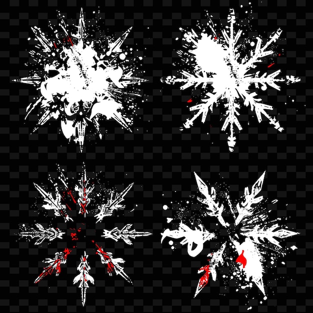 PSD hand painted concrete snowflake borderlines with a rough tex png cute christmas decor collections