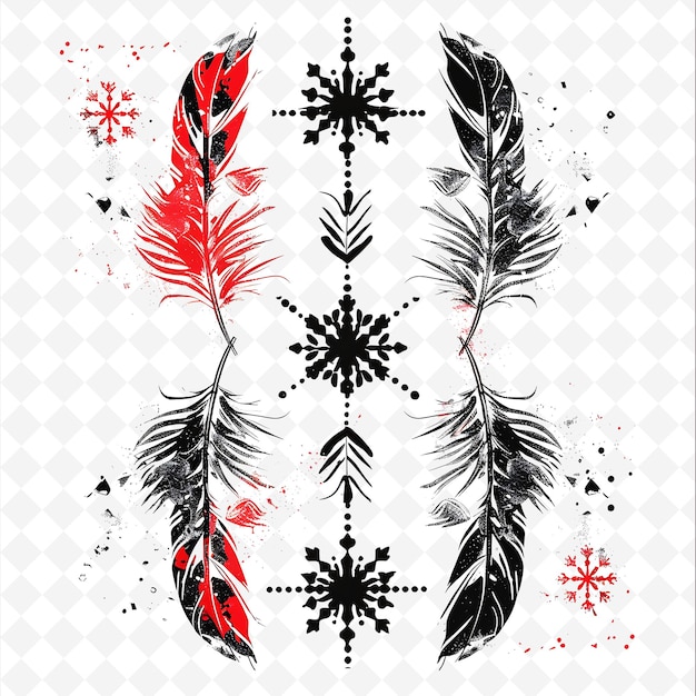 Hand Painted Feather Snowflake Borderlines With a Soft Textu PNG Cute Christmas Decor Collections