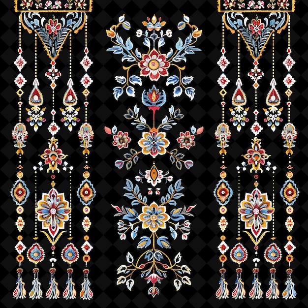 PSD hand painted silk with iranian motifs borderlines design ado png collage art collections