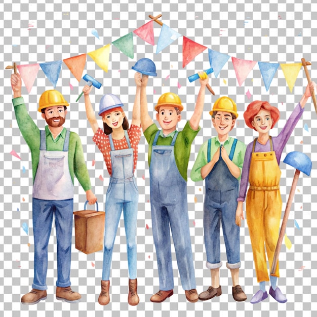 PSD hand painted watercolor labour day illustration