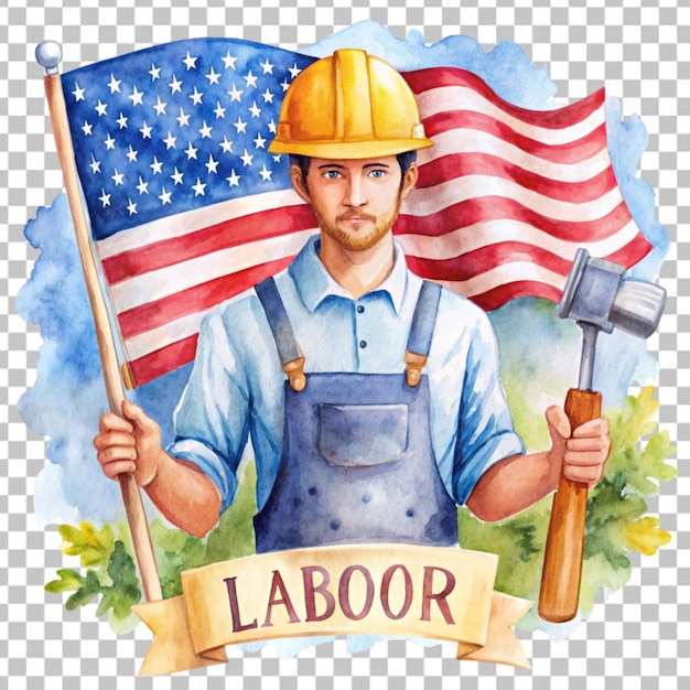 hand painted watercolor labour day illustration