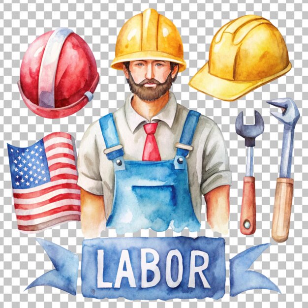 hand painted watercolor labour day illustration