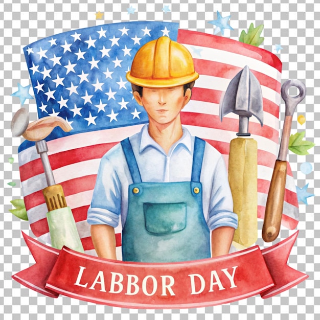 hand painted watercolor labour day illustration