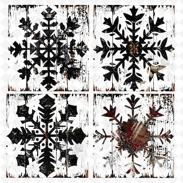 Hand Painted Wood Snowflake Borderlines With a Distressed Fi PNG Cute Christmas Decor Collections