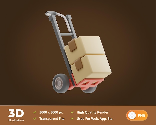 Hand truck Delivery 3D Illustration